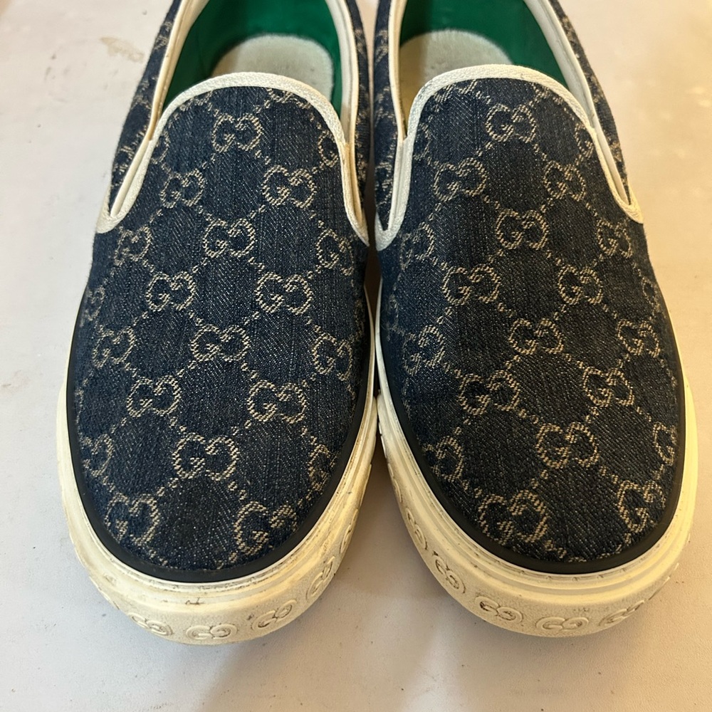 Gucci Denim Blue Slip-On Sneakers